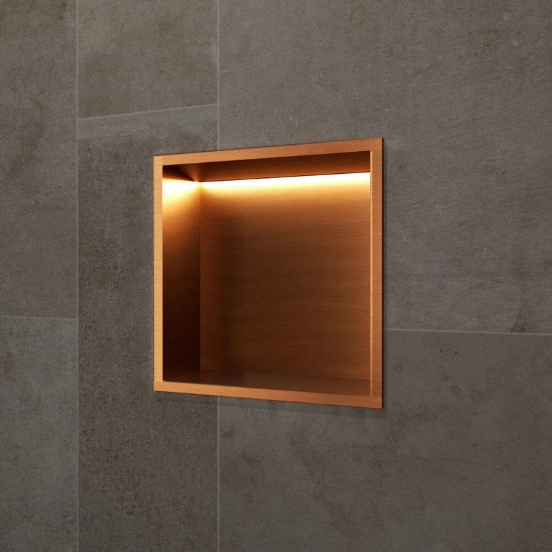 Wandnische Dusche INDIC mit LED gebürstetes rosegold
