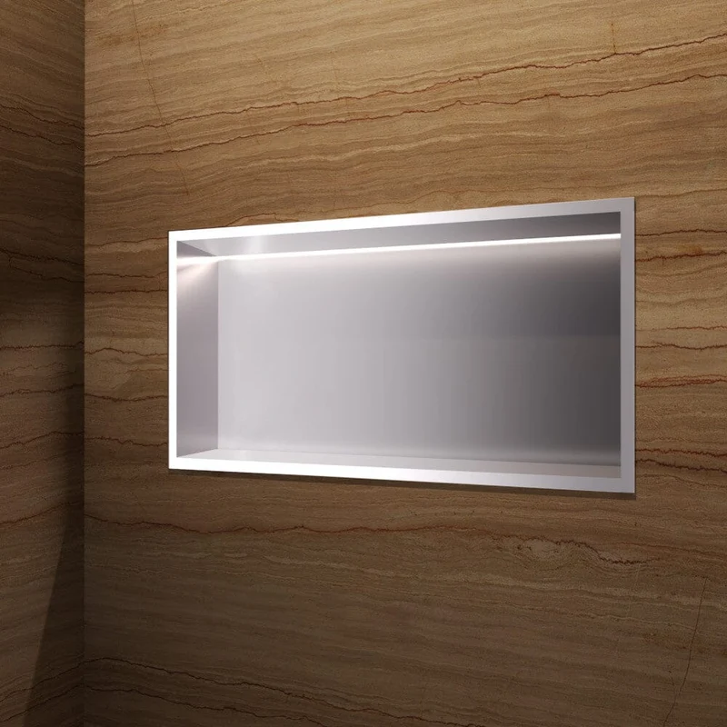 Wandnische Dusche OCEANIC mit LED gebürstetes chrom
