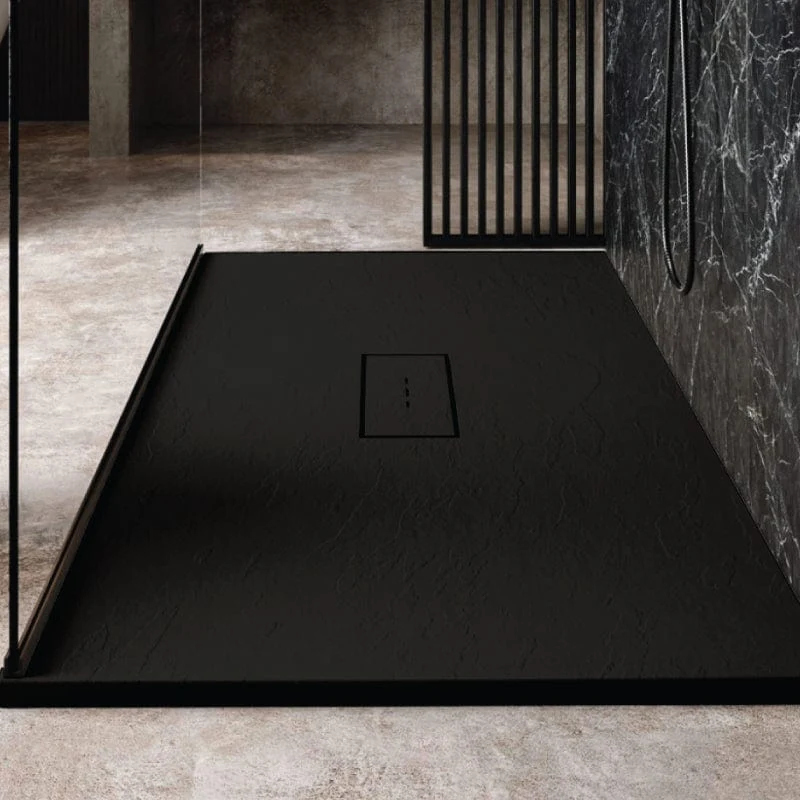 Sonderangebot Mineralguss-Duschwanne extra flach VIC SCHWARZ 120x130cm